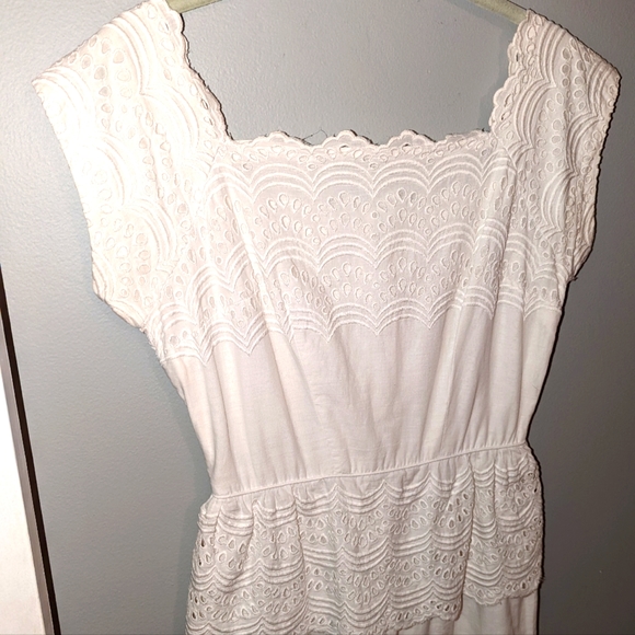 Women's 1950's Vintage white cotton lined lace dress xs/s EUC - Picture 5 of 16